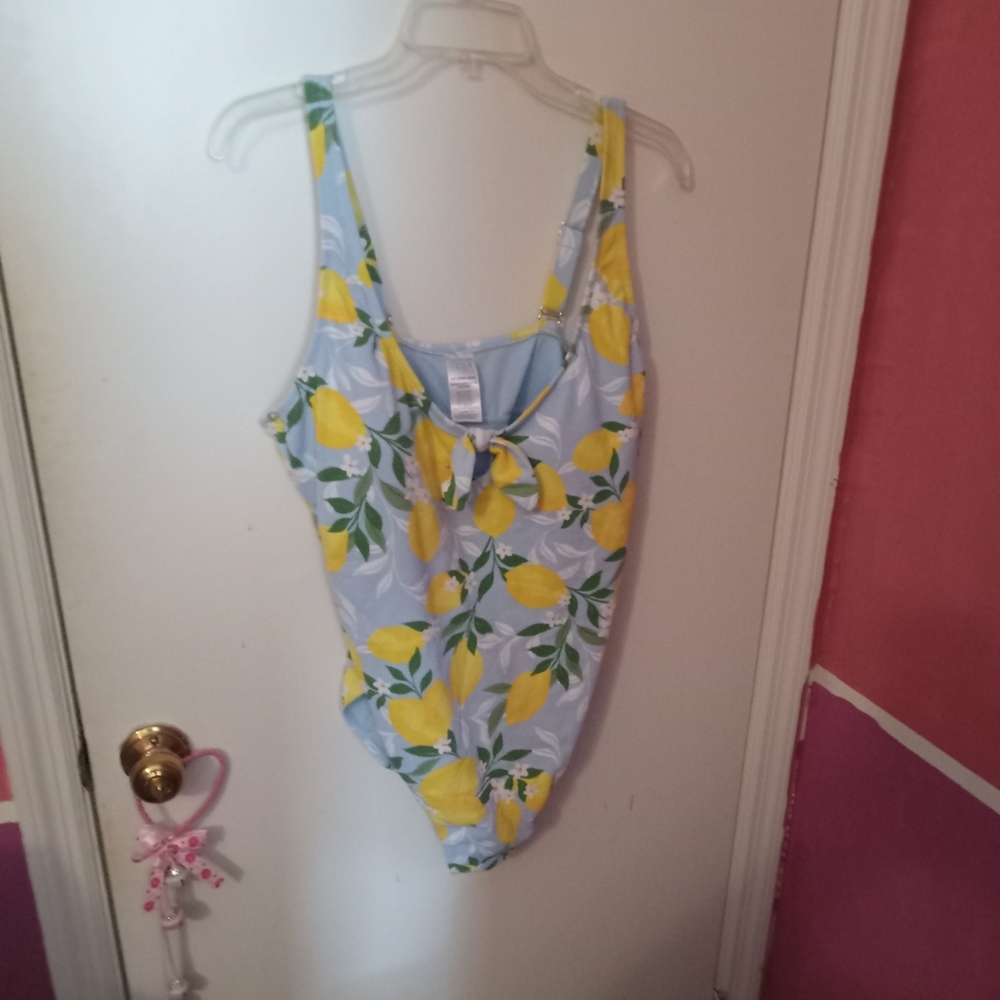 Women's Plus Size Lemon Print One Piece Swim Suit